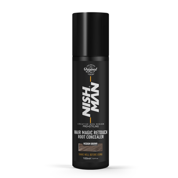 Спрей камуфляж для сивого волосся коричневий Nishman Magic Retouch "Medium Brown" 100ml 10703017 фото