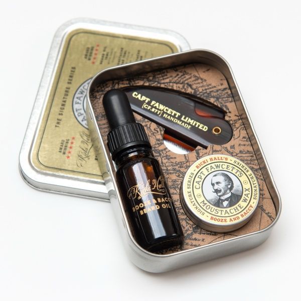 Набір олія для бороди та віск для вусі Capitan Fawcett Ricki Hall's Booze & Baccy Oil (10ml) and Wax (15ml) Gift Set F6668 фото