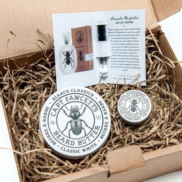 Подарунковий набір Capitan Fawcett Bianco Classico Beard Butter (80ml) Bianco Classico Moustache Wax (15ml) & EDP (2ml) Gift Set F7021 фото