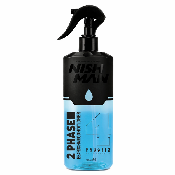 Двофазний спрей кондиціонер для волосся та бороди Nishman Keratin №04 400ml 10603044 фото