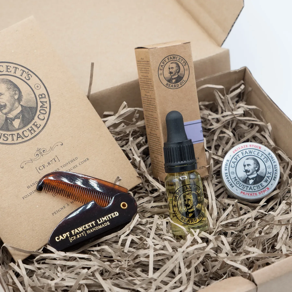 Подарунковий набір ( віск + олія для бороди та гребінець) Captain Fawcett Beard and Tache Gift Set F6701 фото