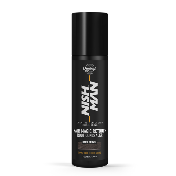 Спрей камуфляж для сивого волосся темно-коричневий Nishman Magic Retouch "Dark Brown" 100ml 10703016 фото